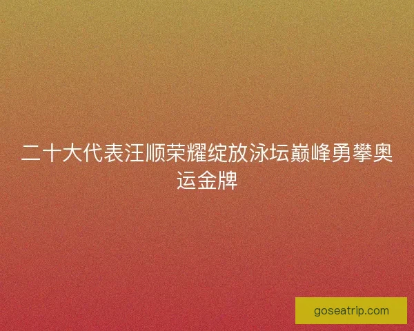 二十大代表汪顺荣耀绽放泳坛巅峰勇攀奥运金牌