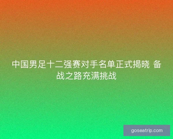 中国男足十二强赛对手名单正式揭晓 备战之路充满挑战